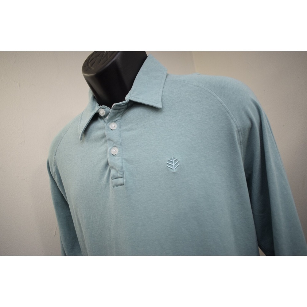 Coolibar Polo Shirt Blue Bamboo Stretch Long Sleeve UPF‎ 50+ Mens Size Large